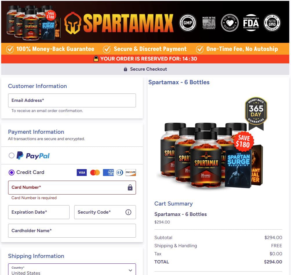 spartamax order page